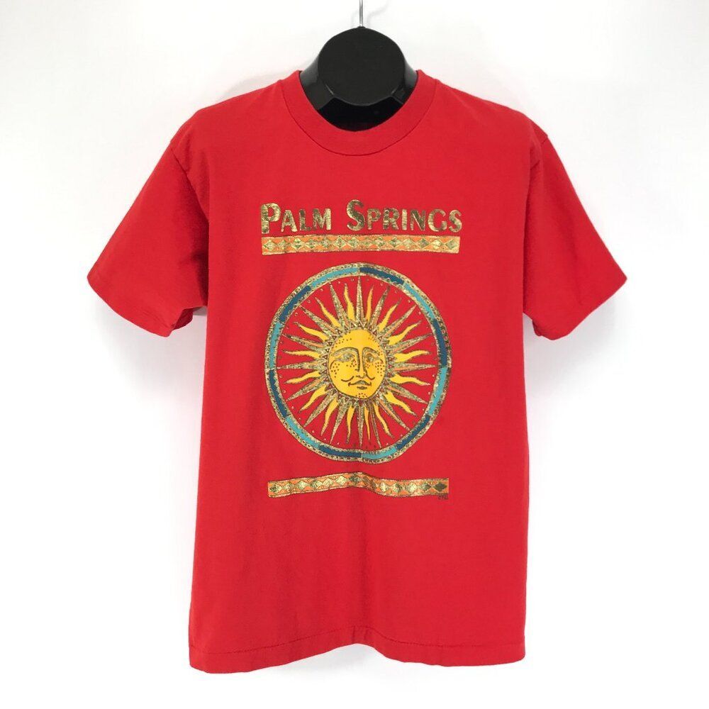 Vintage Palm Springs Sun Graphic Print T-Shirt Adult Large Single Stitch Cotton